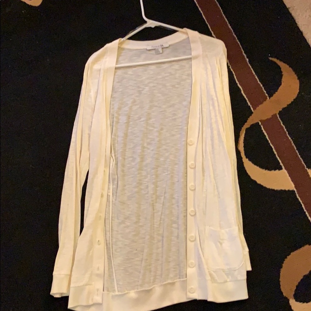 Long white cardigan